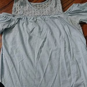 Off the shoulder blue top